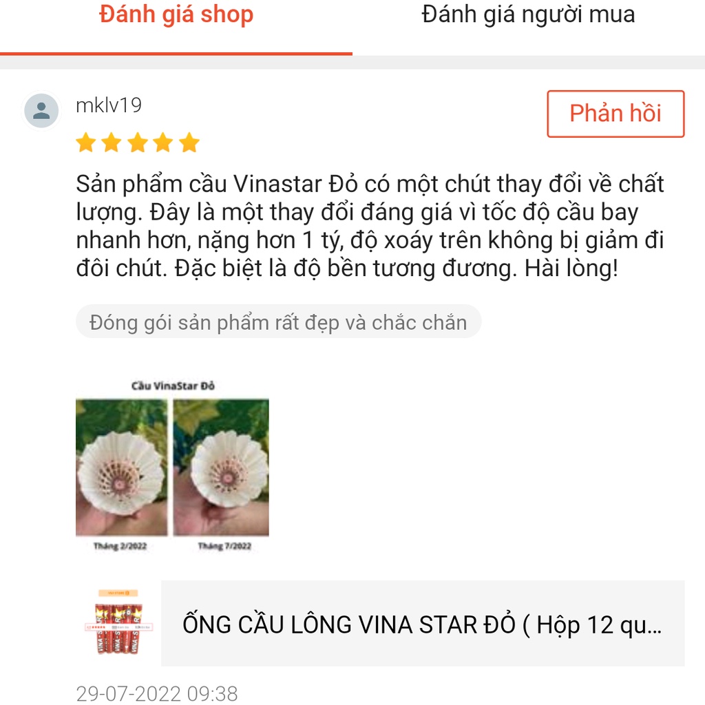 ỐNG CẦU LÔNG VINA STAR ĐỎ ( Hộp 12 quả ) - Hàng phân phối chính thức - Vui Store