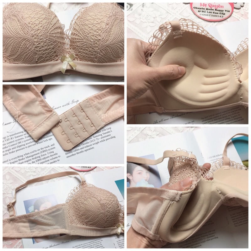 Áo lót nữ su đúc phối ren, mút bàn tay dày 3cm không gọng, dáng quả vát nâng ngực gợi cảm ML03