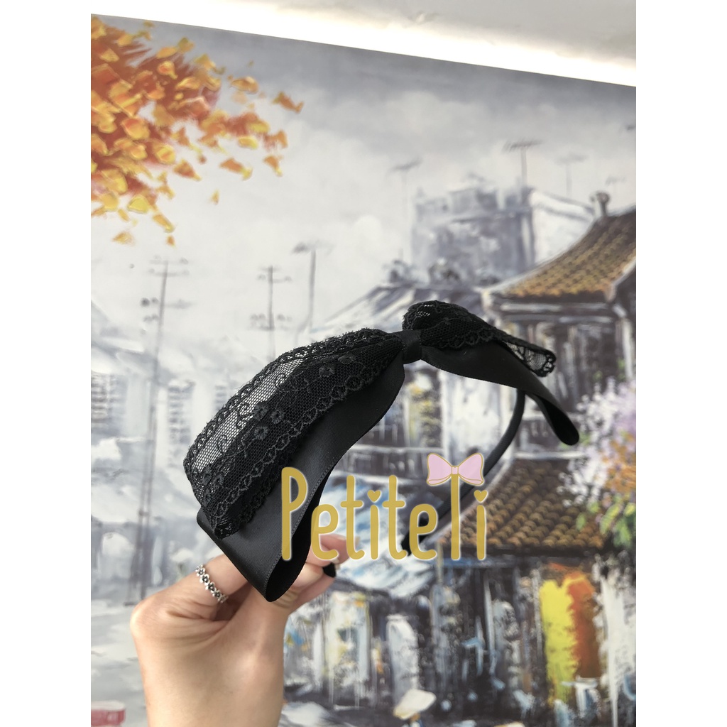 Bờm - Băng đô - Turban màu đen ren - Đủ SIZE cho bé từ mới sinh tới 12 tuổi