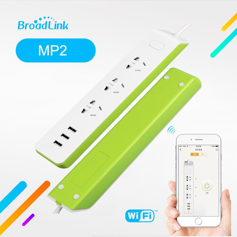 BROADLINK MP2, ổ cắm điện WIFI, 3 cổng, 3 USB, điều khiển từ xa thông minh