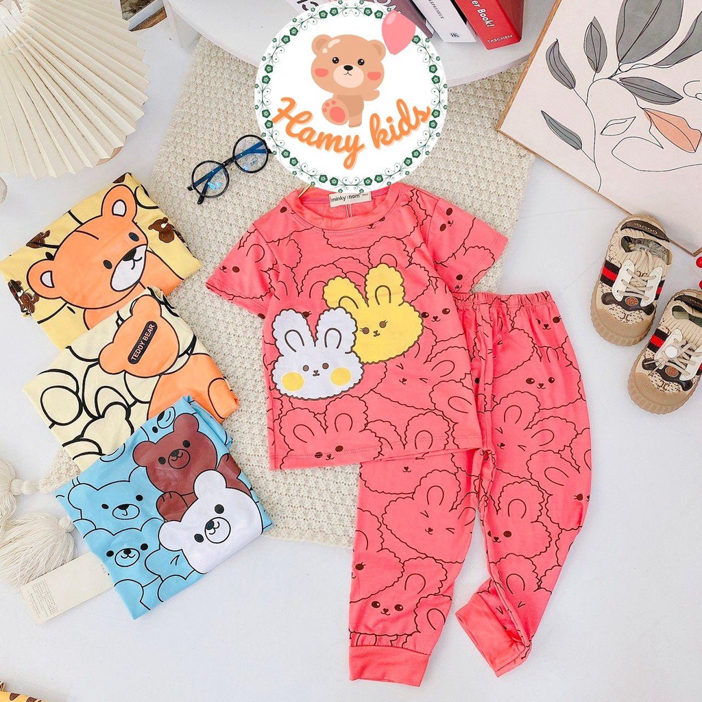 Đồ Bộ MINKY MOM Chính Hãng Tay Cộc Quần Dài Vải Thun Lạnh Bo Chân Cho Bé Trai Bé Gái Từ 0-5 Tuổi Dưới 20kg - Hamykids