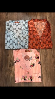 Bộ pijama cộc tay vải lụa gấm cao cấp