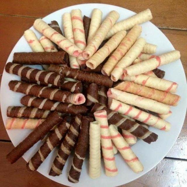 500g Bánh quế nhân kem vị cốm giòn ngọt