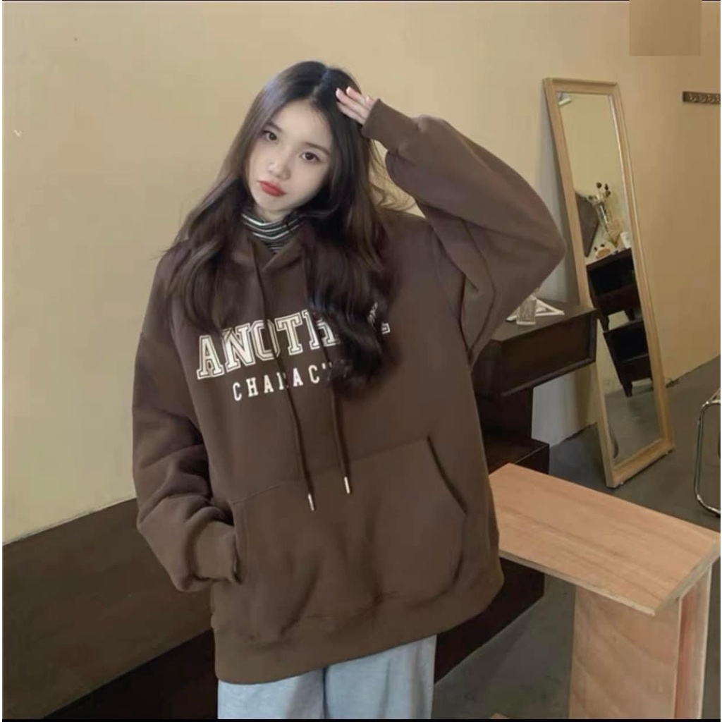 [RẺ VÔ ĐỊCH] Áo Hoodie Another Nâu Tay Chuông  Unisex - Nỉ form rộng kiểu dáng oversize in chữ basic hàn quốc