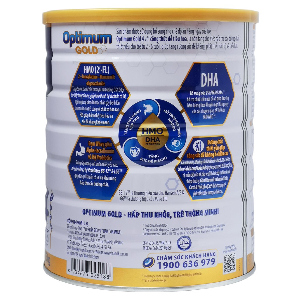 Sữa Bột Vinamilk Optimum Gold 4 HMO Hộp 1,45kg (Cho bé 2-6 tuổi)