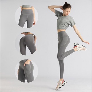 Quần Legging Thể Thao Lưng Cao Chống Sốc Có Túi 8 Màu Thời Trang Cho Nữ