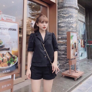 Bộ vest kaki cộc tay