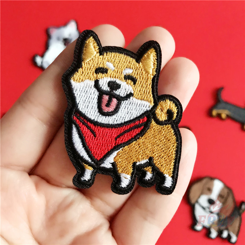 Hình thêu hình cún hoạt hình  Corgi / Husky / Samoyed / Poodle / Dachshund / Bulldog / Dalmatian trang trí quần áo