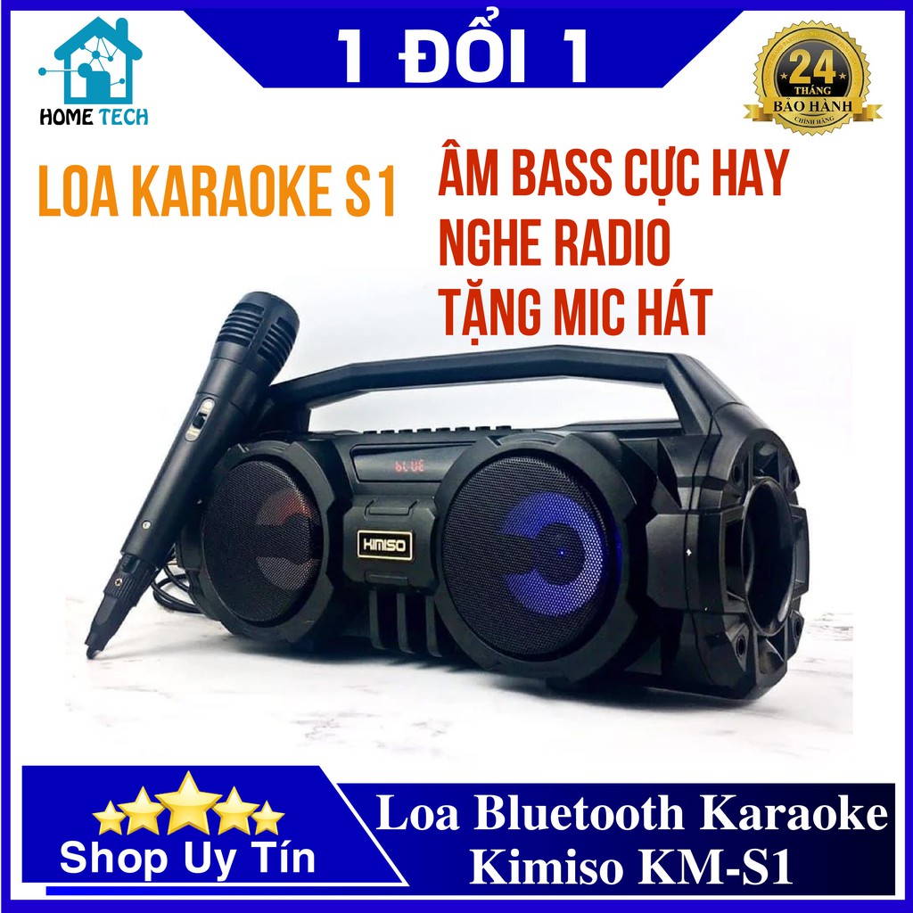 [Mã ELHACE giảm 4% đơn 300K] Loa Bluetooth Karaoke KIMISO KM-S1 Âm Bass Cực Hay, Hỗ Trợ Nghe Radio Tặng kèm mic hát