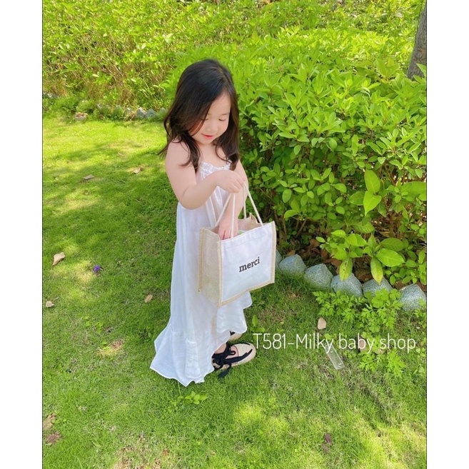 Váy 2 dây dáng xoè cho bé chất đũi tơ