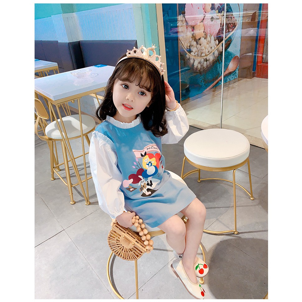 Váy tay bồng họa tiết hoạt hình dễ thương cho bé gái - Hàng Quảng Châu Cao Cấp