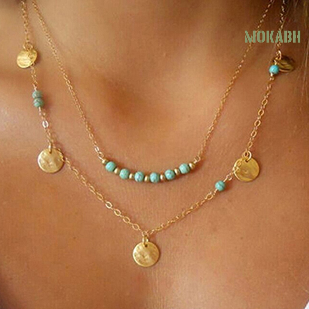 Vòng cổ Nhiều Lớp Mặt Hình Lá Và Trái Tim Thời Trang Cho Nữ
