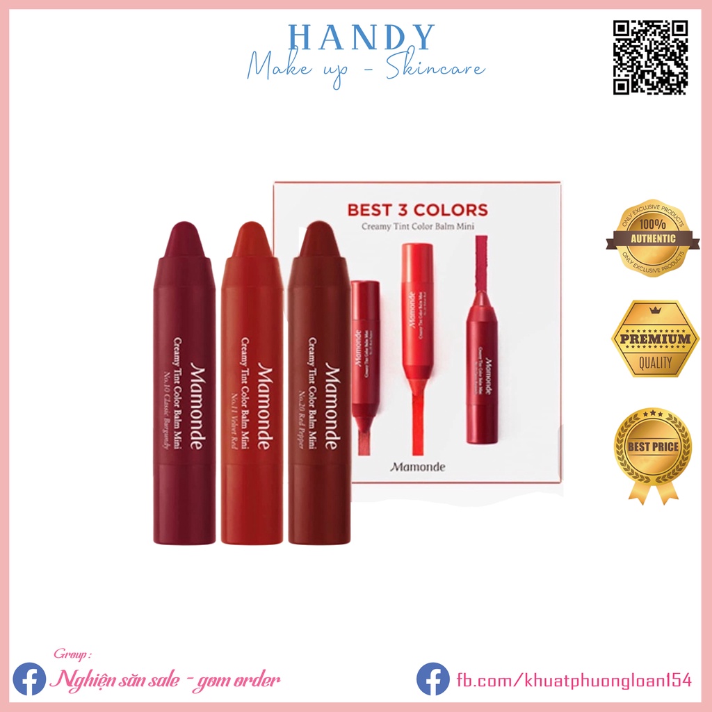 Set son Mamonde Creamy Tint Color Balm Mini 3 cây
