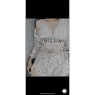Set đồ đi biển dệt kim phong cách boho