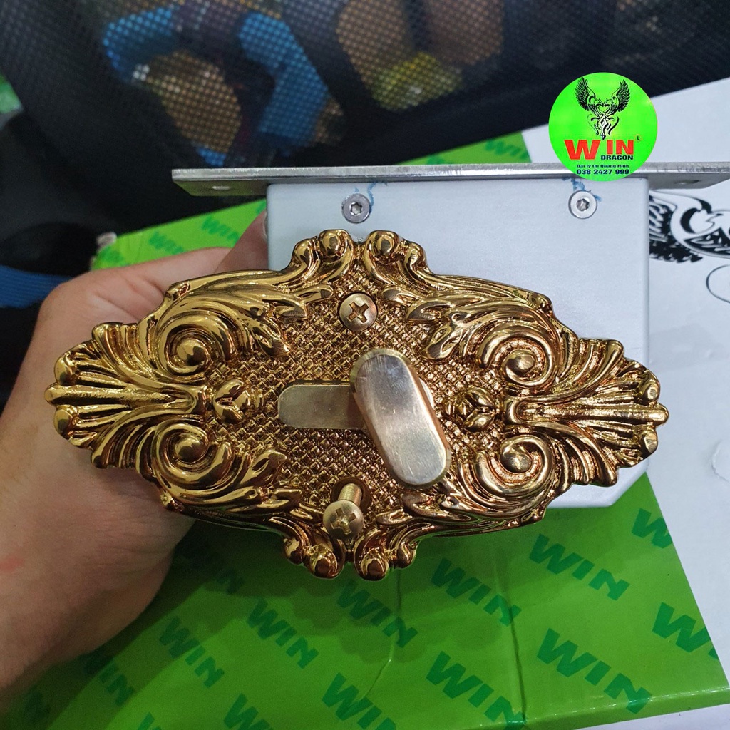 Khóa cửa nhôm thủy lực và gỗ,mặt ốp đồng vàng pvd cao cấp