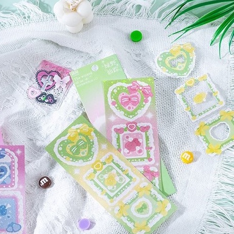 Bộ 2 tấm sticker khung ảnh trang trí card toploader hình dán Love time | BST138