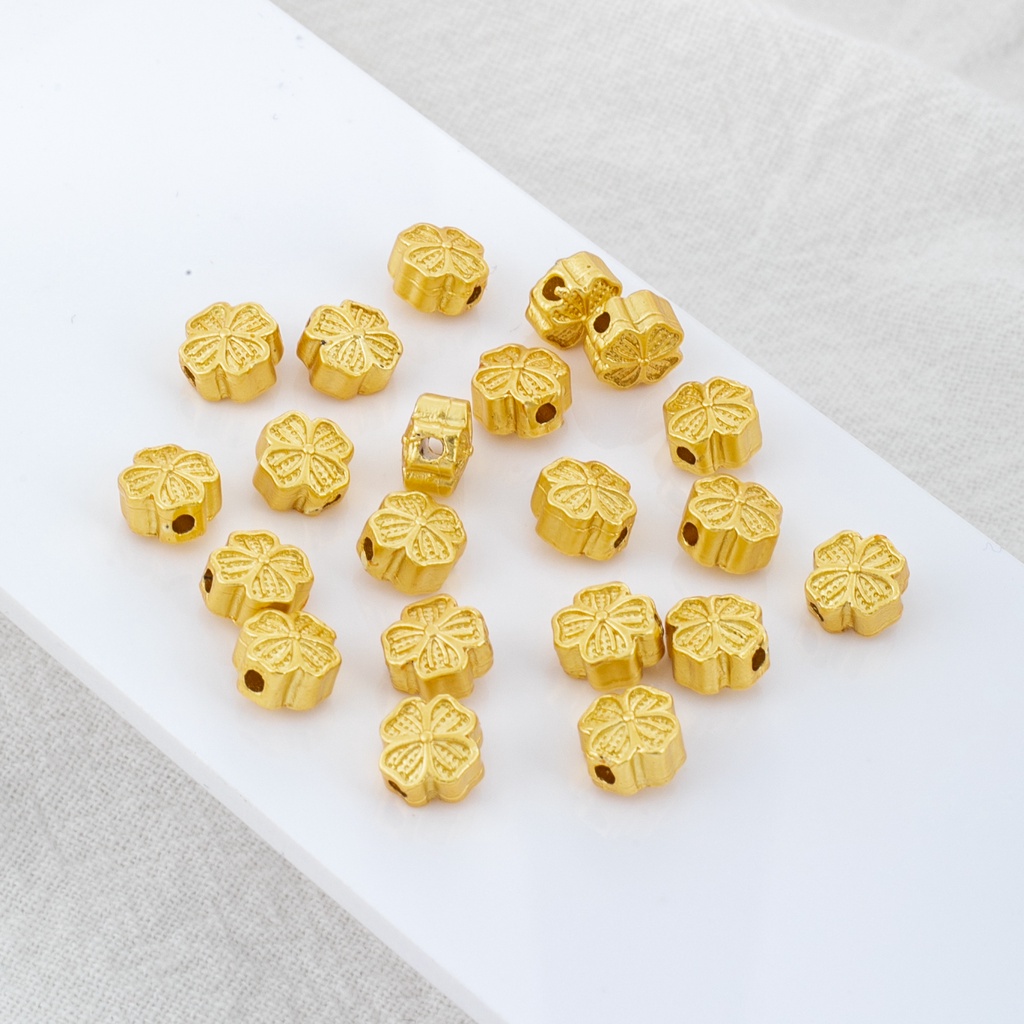 Bộ 10 Hạt Xỏ Lỗ Màu Vàng 18k Dùng Làm Trang Sức diy