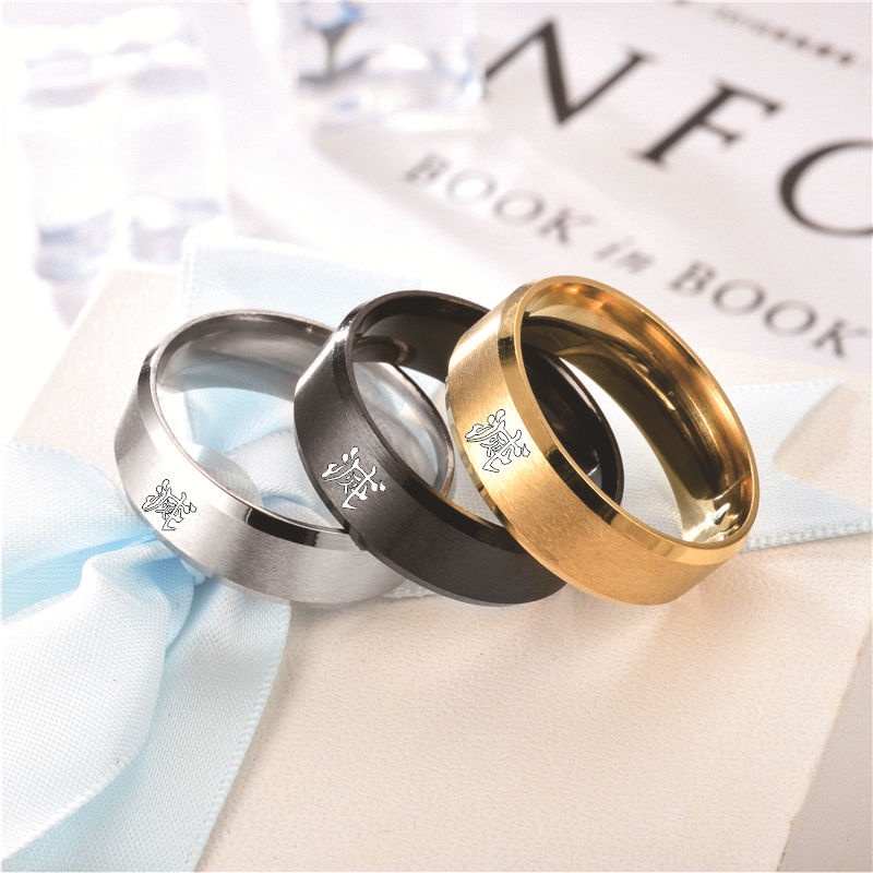 Anime Demon Slayer Ring Tanjiro Nezuko Titanium Steel Ring cho người lớn Trẻ em Halloween Cosplay Phụ kiện