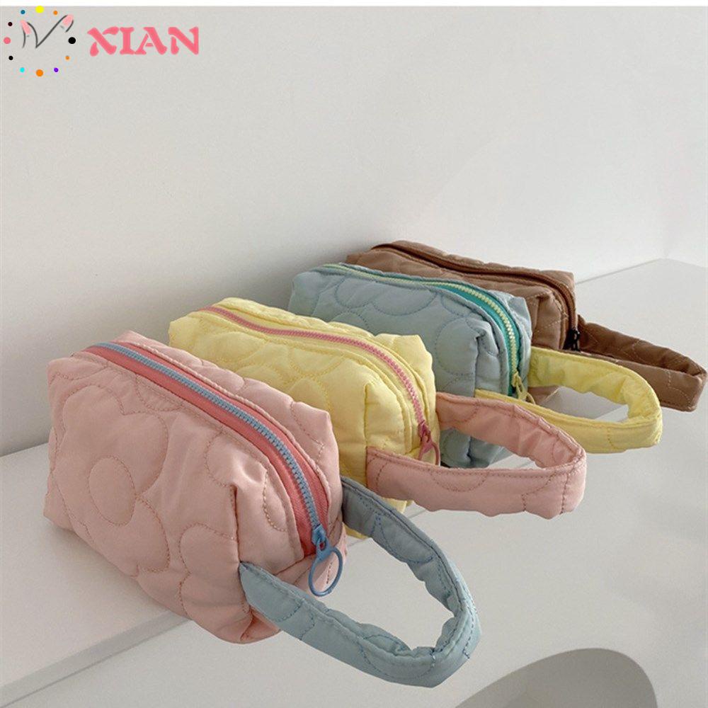 [Hàng mới về] Túi xách đựng đồ trang điểm màu trơn dễ thương phong cách Hàn Quốc đa năng dành cho nữ đi du lịch