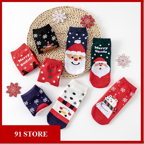 🙂️🎉QUÀ TẶNG NOEL🙂️🎉Tất/vớ nữ cổ thấp họa tiết giáng sinh kèm hộp quà ngộ nghĩnh đáng yêu