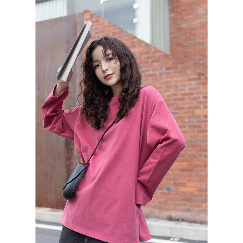 Áo Thun Trơn Tay Dài Màu Hồng Lapi VN, Form Rộng Unisex Phù Hợp Cho Cả Nam Nữ