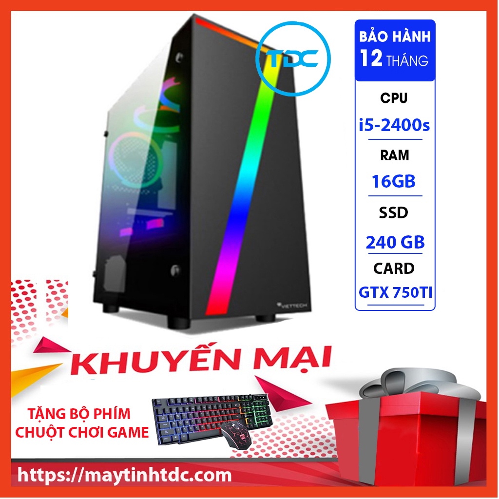 MAX PC GAMING X7 CPU Core i5-2400s Ram 16GB SSD 240GB GTX 750TI Chơi PUBG,LOL,CF,Fifa4,Đế chế Tặng Bộ Phím Chuột Game