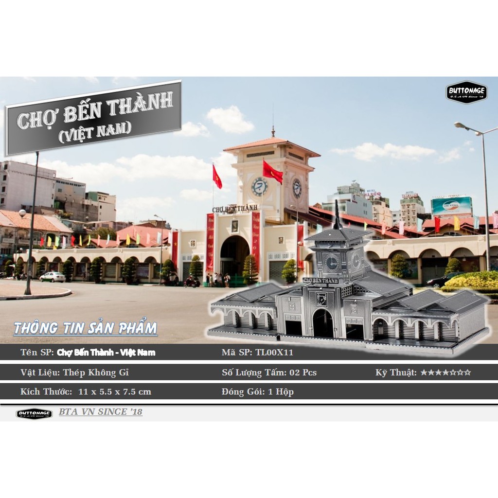 Mô Hình Lắp Ráp 3d Chợ Bến Thành - Việt Nam