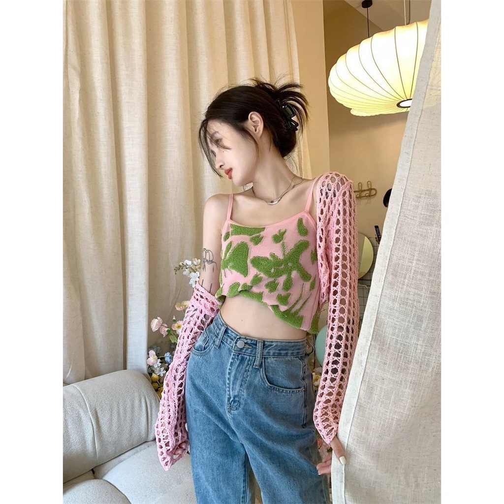 [MURIOKI] Set Áo Hai Dây + Áo Khoác Cardigan Phong Cách Mới 2022 Cho Bé Gái