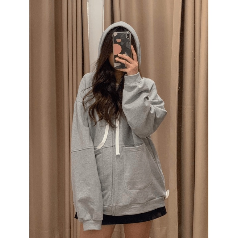Áo Khoác Nữ Chất Liệu Thun NỈ Ngoại Hoodie form rộng Khóa Dây Kéo TP [NewUnisex]