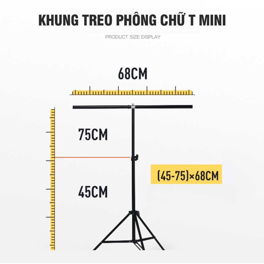 Khung treo phông chữ T 70x75cm (Đã kèm 2 kẹp đuôi cá)