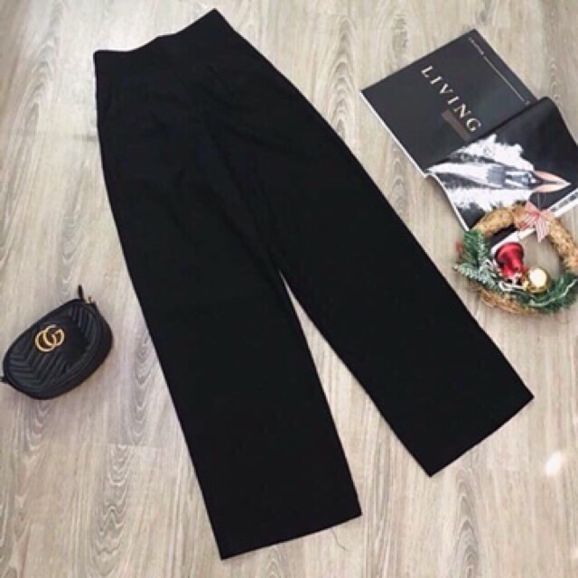 Quần ống xuông culottes lưng cao vải tuyết mưa