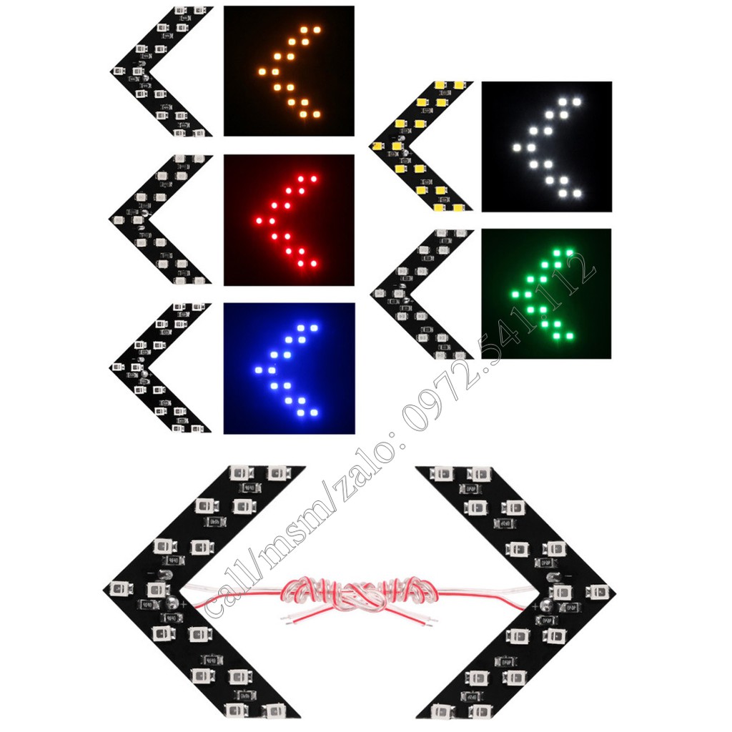 Led gắn gương chiếu hậu,led mũi tên trang trí ô tô xe máy