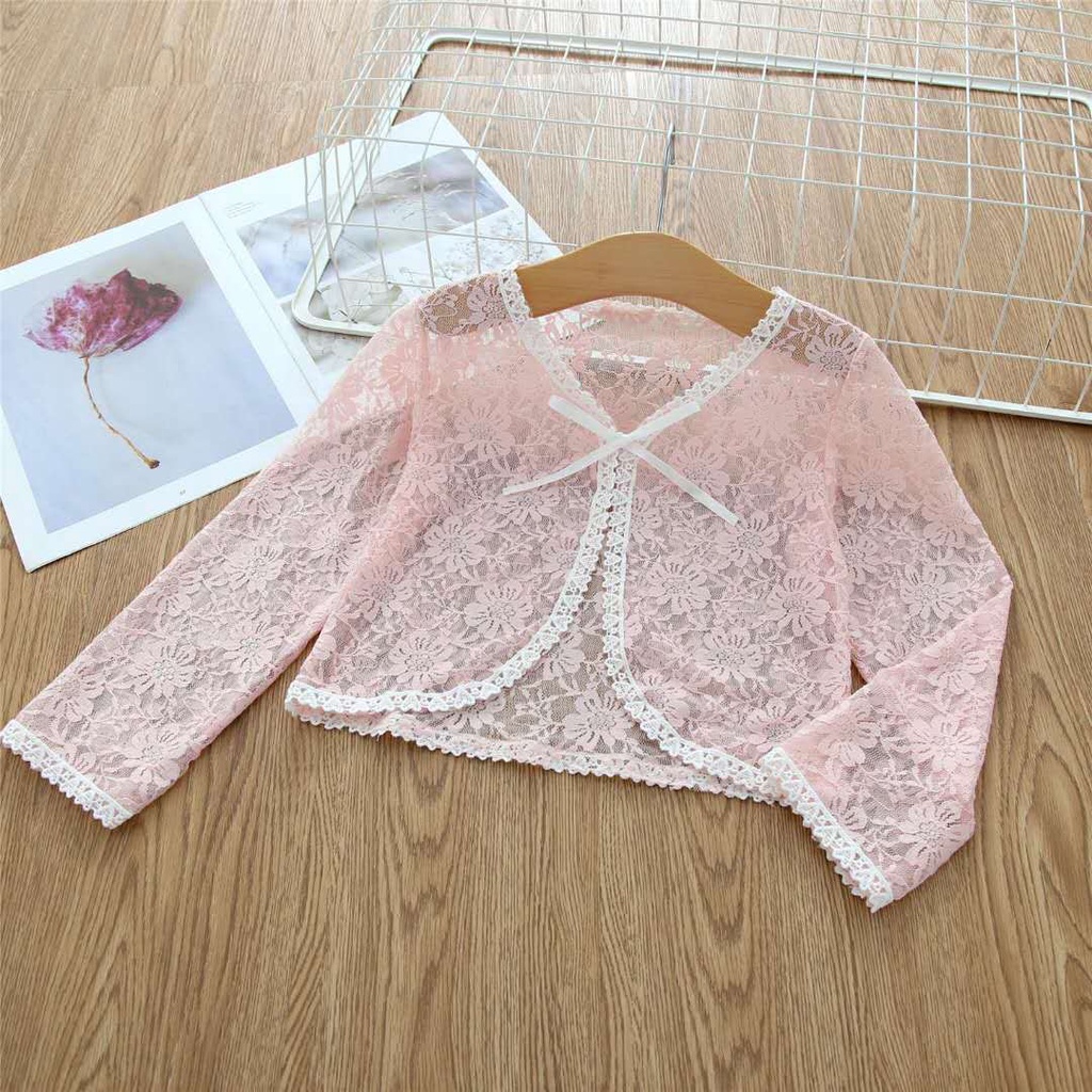 Áo Khoác Ren Mỏng Tay Dài Thời Trang Dành Cho Bé Gái