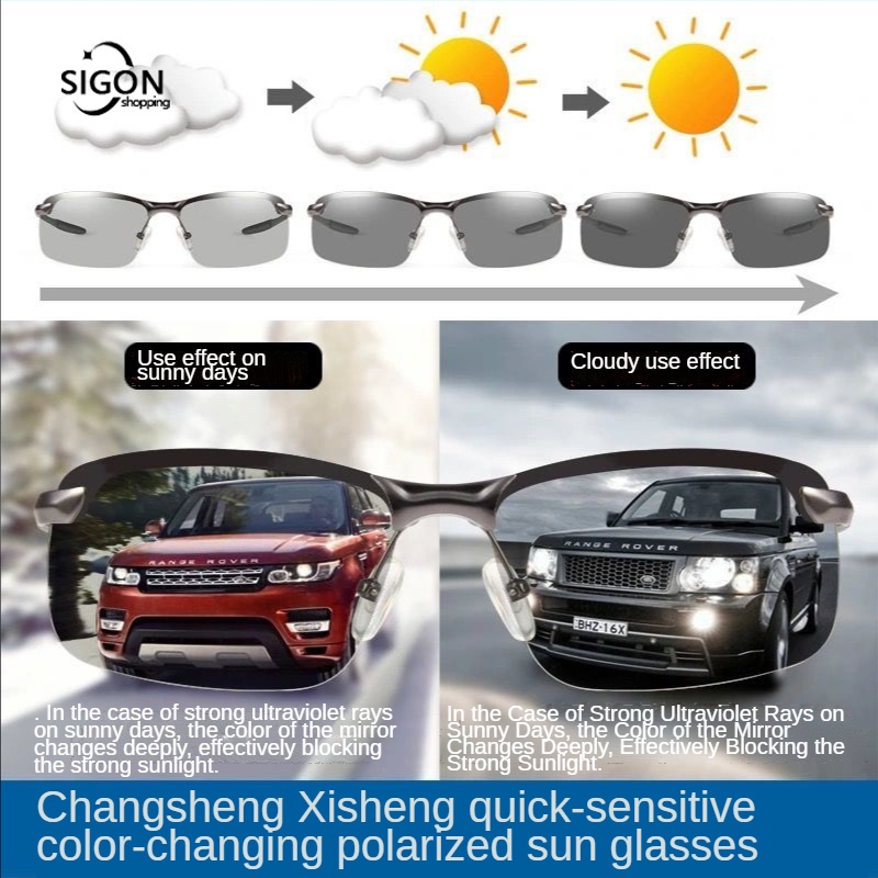 Kính Mát Phân Cực Chống Bức Xạ Thay Đổi Màu Sắc Dành Cho Nam