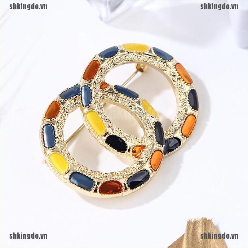 Ghim cài áo hình tròn đính ngọc trai giả nhiều màu sắc sang trọng