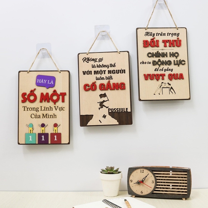 Bảng gỗ khẩu hiệu decor trang trí văn phòng, công ty, phòng làm việc tạo động lực và làm quà tặng