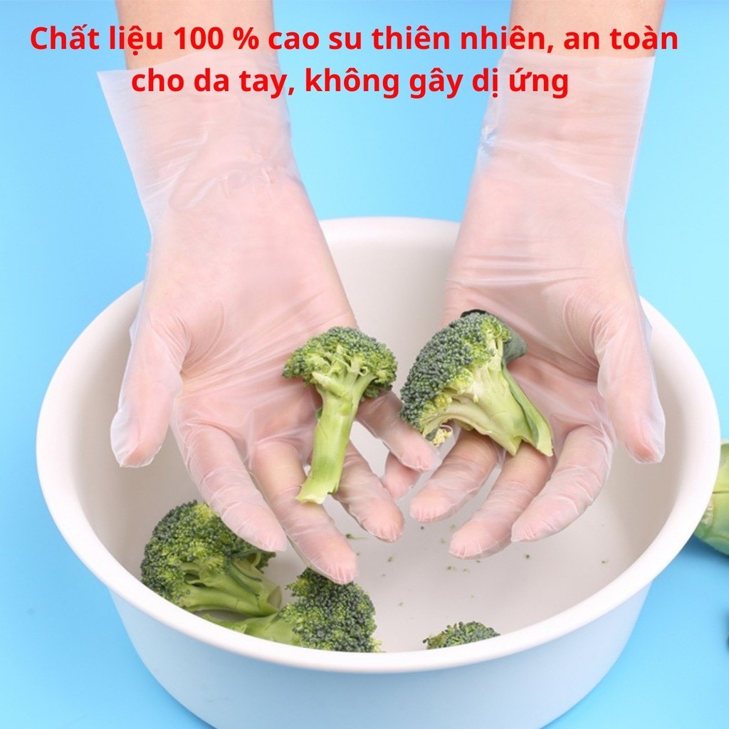 Hộp 100 Găng Tay Cao Su Tpe Victoria Bay, Bao Tay Siêu Dai Dùng 1 Lần Làm Bếp Nấu Ăn Vệ Sinh