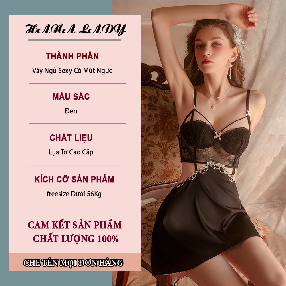 Váy ngủ gợi cảm có mút ngực đầm ngủ phối ren quyên rũ tinh tế V513