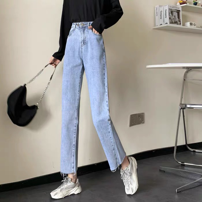 Quần jeans baggy nữ rách gấu, quần bò jean ống suông rộng mã RG1 Top thịnh hành 2022