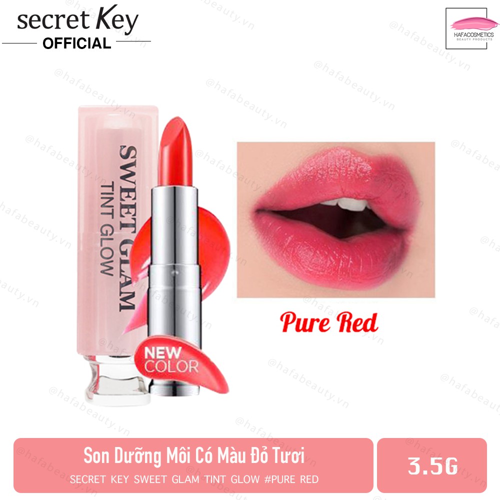 Son dưỡng môi có màu Secret Key Sweet Glam Tint Glow 3.5g Pure Red (Đỏ tươi)