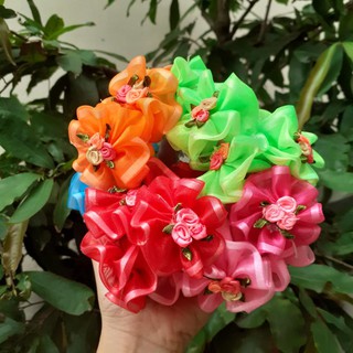 Một cặp cột tóc vải hoa hồng cho bé (mã XX)