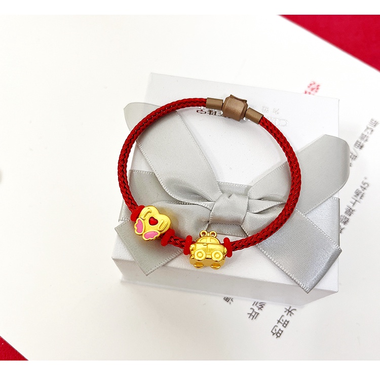 Vòng Tay Dây Da Bện Phối Hạt Đồng Mạ Vàng Thời Trang Cho Nữ