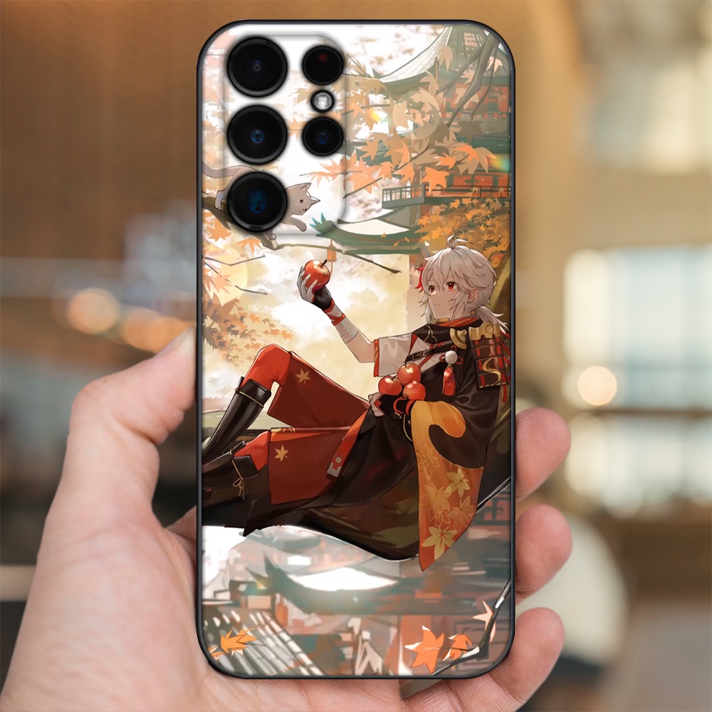 Ốp lưng Samsung S21 Ultra, S22 Ultra viền đen in hình Kazuha Genshin Impact