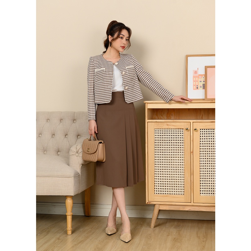 Áo khoác dạ tweed LOZA cổ tròn-LV101009