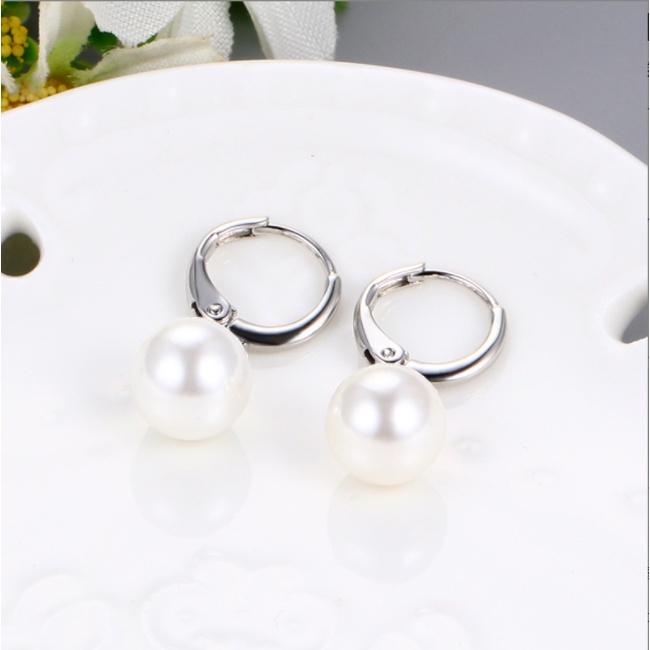 Bông Tai Ngọc Trai Bạc 925 Đính Hạt 8ly Khoen Tròn Hoa Tai Đẹp, Thời Trang Cho Nàng - Ngọc Trai Trường Thịnh