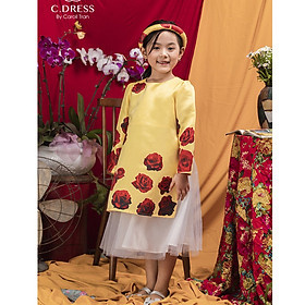 Set áo dài cách tân bé gái họa tiết hoa xinh xắn