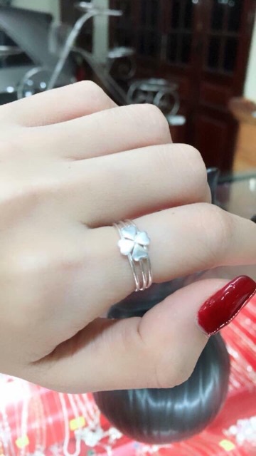  Bộ 3 nhẫn cỏ 4 lá may mắn LINH MIU SILVER