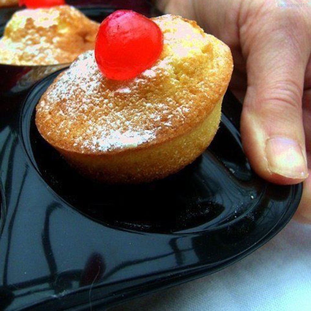 Khuôn Làm Bánh Muffin 6 Ngăn Bằng Thép Carbon Màu Đen Chống Dính Tiện Dụng Cho Nhà Bếptool01