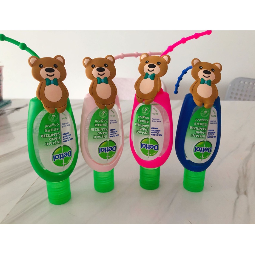DETTOL Chai Đựng Nước Rửa Tay Khử Trùng Bằng Silicone 50ml Có Móc Treo Hình Gấu