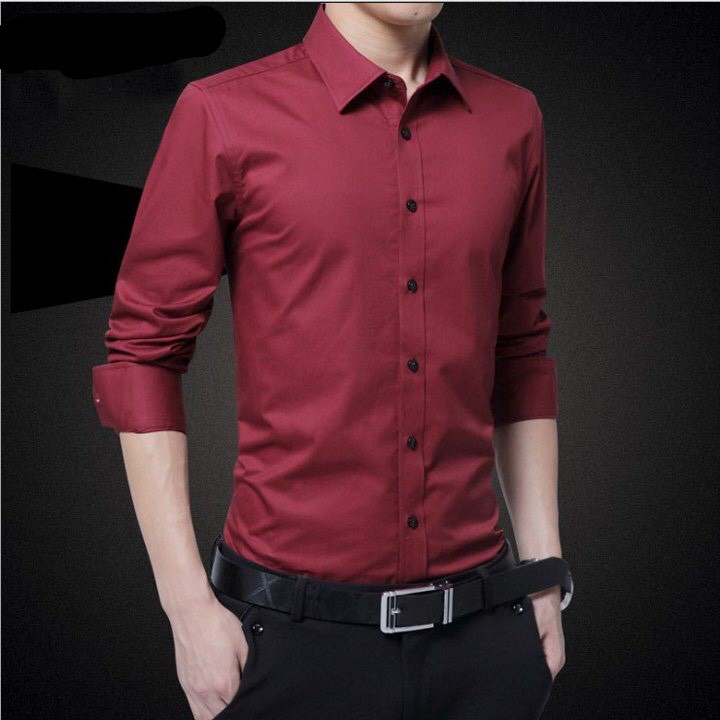 Áo Sơ Mi Tay Dài Trơn Unisex Cho Nam Vải Lụa Hàn Đẹp Và Thoáng Mát | BigBuy360 - bigbuy360.vn